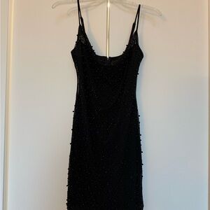 Windsor Black Mini Dress with Bead Accents